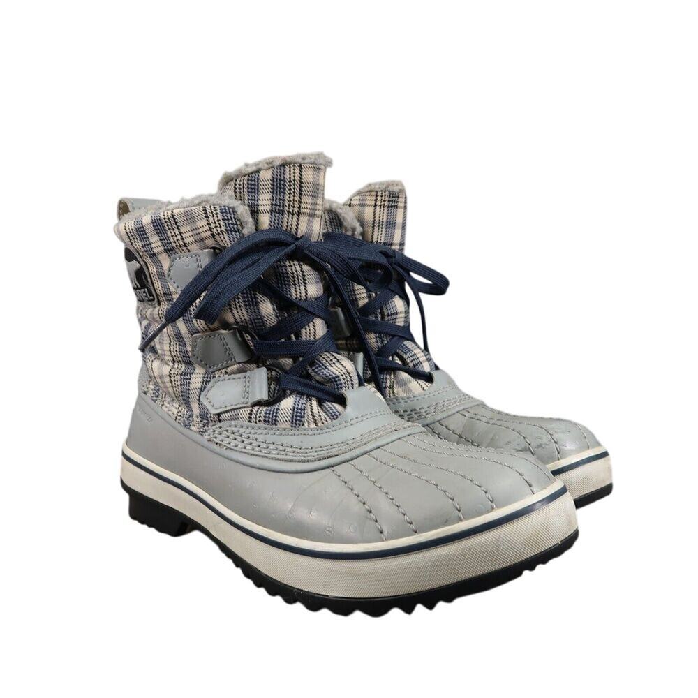 Sorel Shoes Womens 6 Boots Winter Snow Tivoli Lace Up Waterproof Limestone Plaid